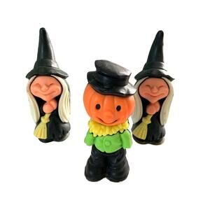 Vintage 1981 Wizard Air Freshener Containers Halloween Witch (2) and Pumpkin